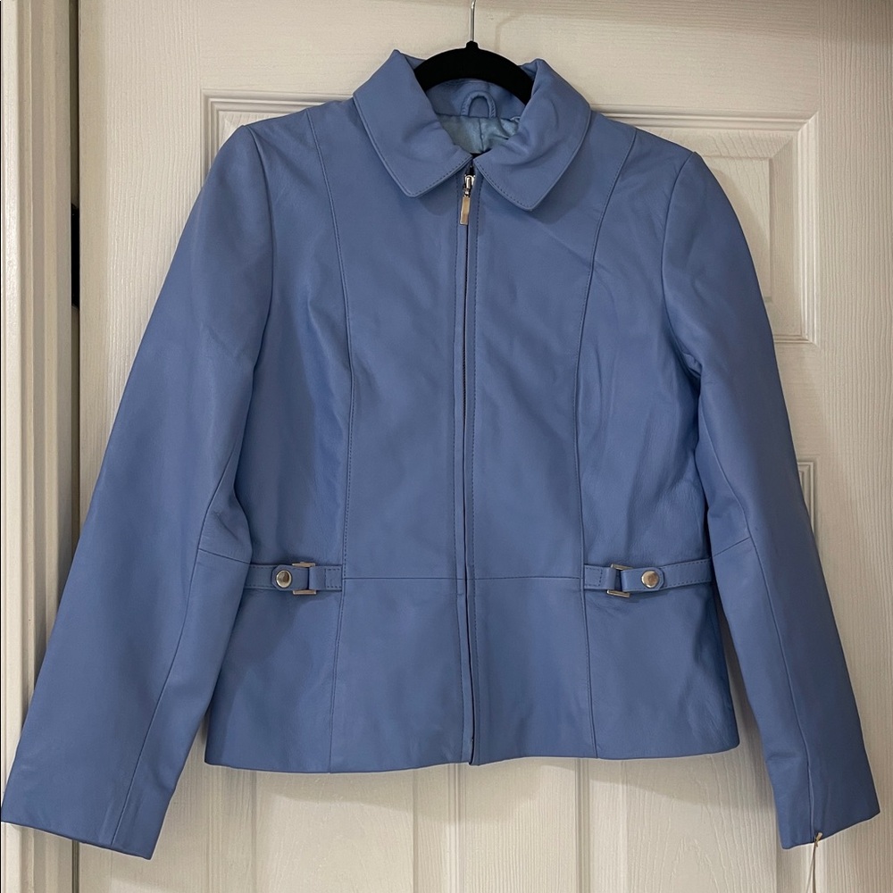 NWT Style & Co. Light Blue Leather Jacket